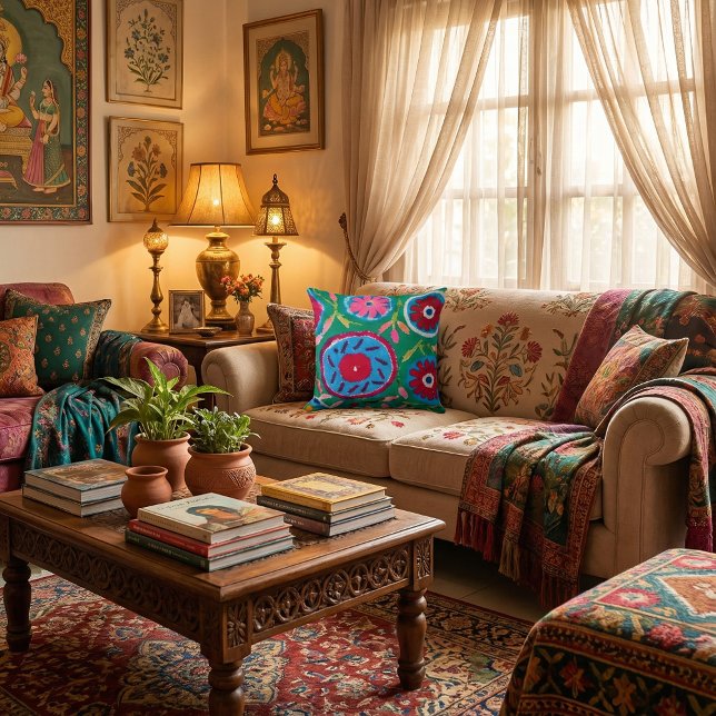   Colorful Floral  pattern nature vibrant flowers Kissen (Von Creator hochgeladen)