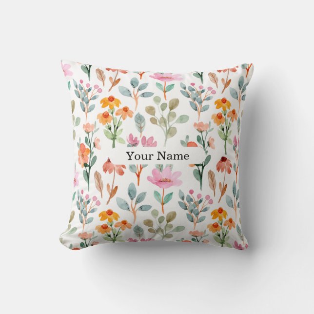Colorful Floral Pattern Pillow Kissen (Vorderseite)