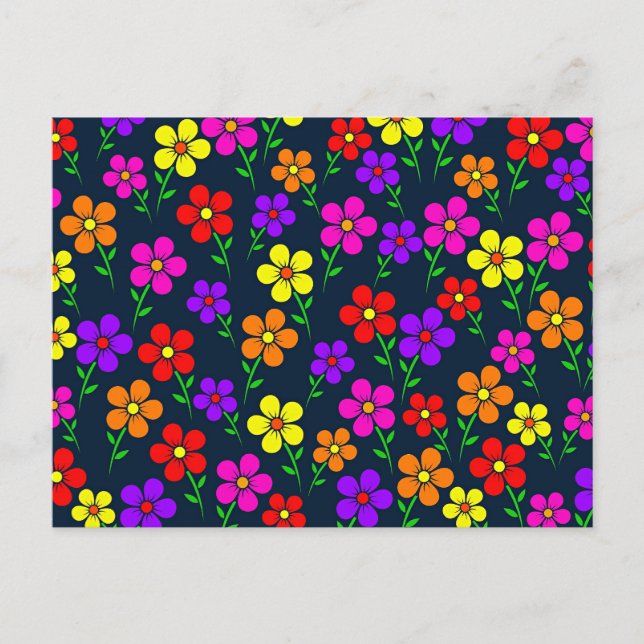 Colorful Floral Pattern Postkarte (Vorderseite)