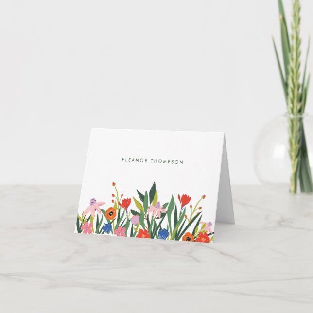 Colorful Floral Personalized Stationery Folded (Vorderseite)