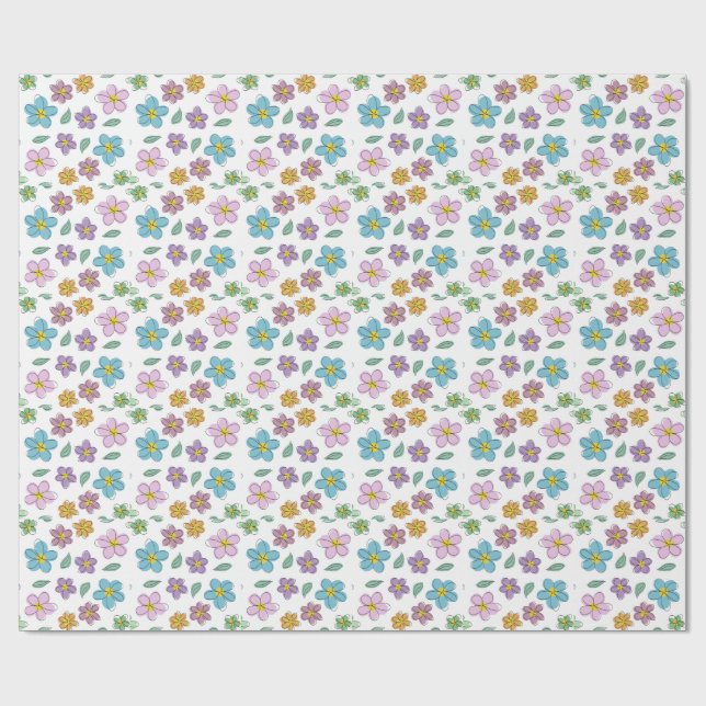 Colorful floral print geschenkpapier (Flach)