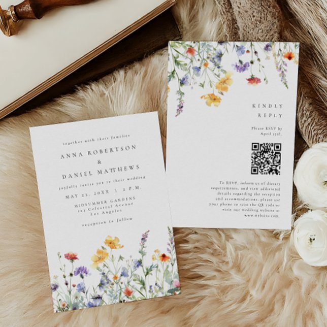 Colorful Floral QR Code Wedding Einladung (Von Creator hochgeladen)