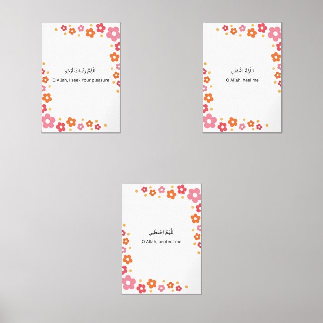 Colorful Floral Ramadan Wall Art – Dua Print  Set  (Vorderseite)