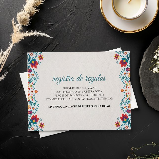 Colorful Floral Spanish Wedding Begleitkarte (Colorful Floral Spanish Wedding Enclosure Card)