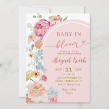Colorful Floral Spring Baby in Bloom Invitation