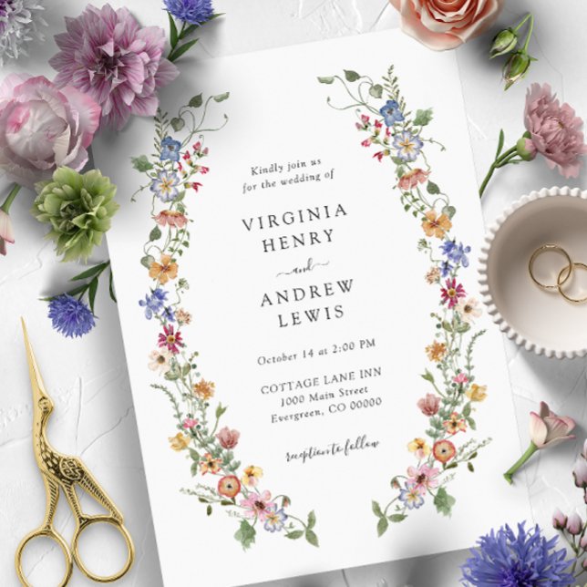 Colorful Floral Wedding Einladung (Colorful Wildflower Wedding Invitations Painted Paperie
)