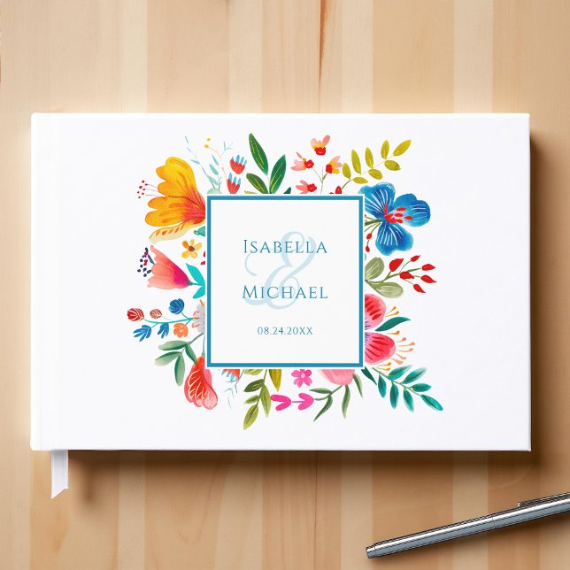 Colorful Floral Wildflower Watercolor Wedding  Gästebuch (Von Creator hochgeladen)