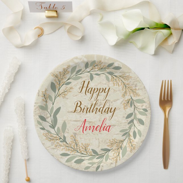 Colorful Flower Design Birthday Plate Pappteller (Hochzeit)
