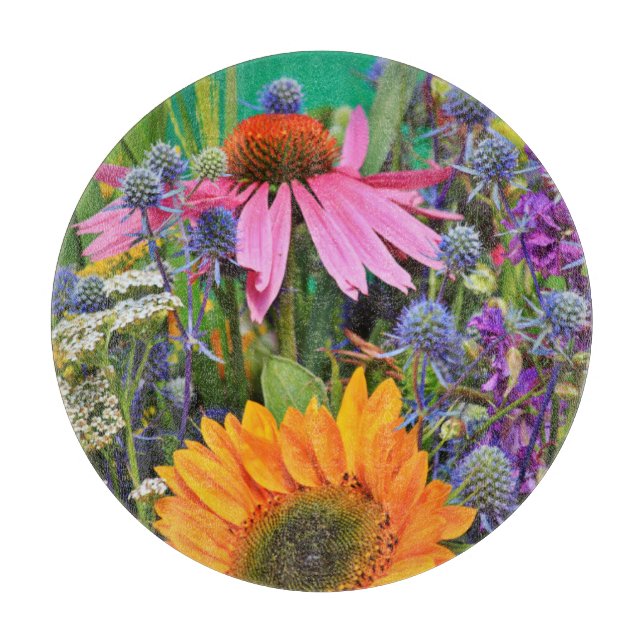 Colorful Flowers and Thistle Photo Schneidebrett (Vorderseite)
