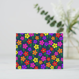 Colorful Flowers Floral Pattern Postkarte