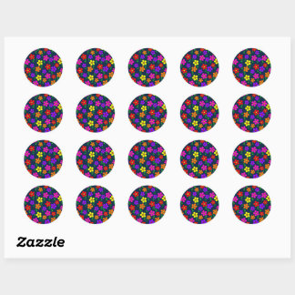 Colorful Flowers Floral Pattern Runder Aufkleber
