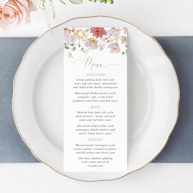 Colorful Flowers, Wildflowers, Boho, Wedding Menu (Créateur téléchargé)