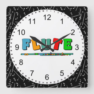 Colorful Flute Quadratische Wanduhr