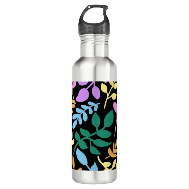 Colorful foliage in black background edelstahlflasche (Vorderseite)