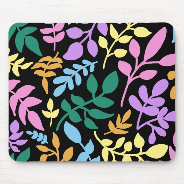 Colorful foliage in black background mousepad (Vorne)