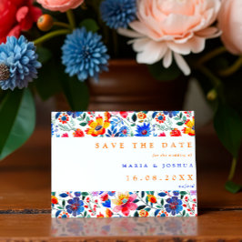 Colorful Folk Floral Fiesta QR Code Hochzeit Save The Date