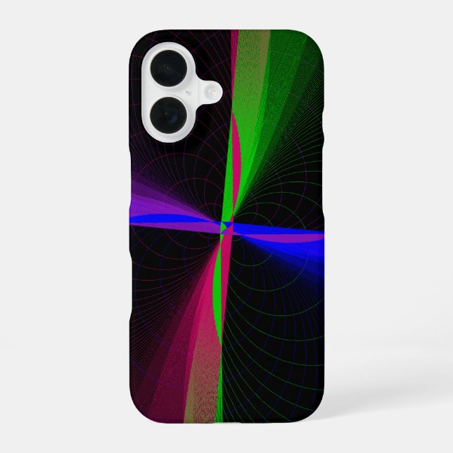 Colorful Four-Way Wave Geometric iPhone 16 Case Hülle (Rückseite)