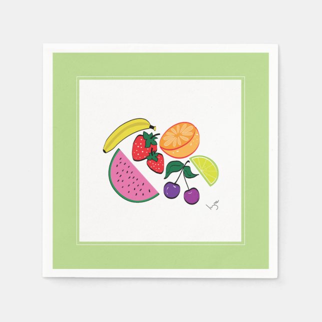 Colorful Fruit Summer, cool, Fun Serviette (Vorderseite)