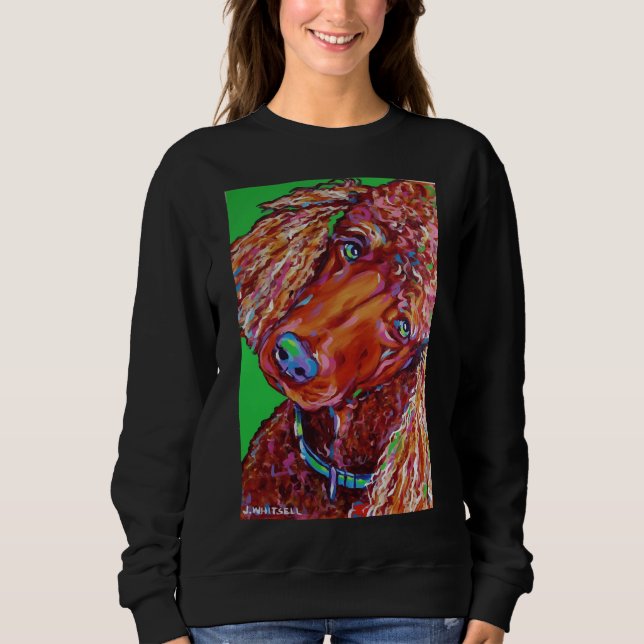 Colorful Fun Brown Poodle J Whitsell Art Long Sweatshirt (Vorderseite)