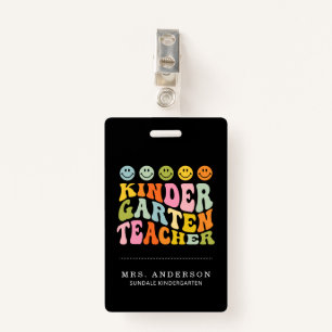 Colorful Fun Kindergarten Lehrer Individuelle Name Ausweis
