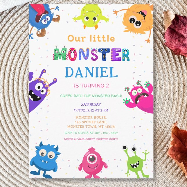 Colorful Fun Little Monster Birthday Party Einladung (Von Creator hochgeladen)