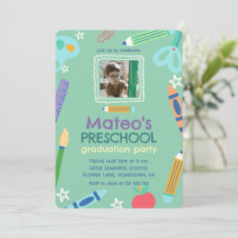 Colorful Fun Photo Preschool Graduation Einladung