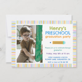 Colorful Fun Photo Preschool Graduation Einladung