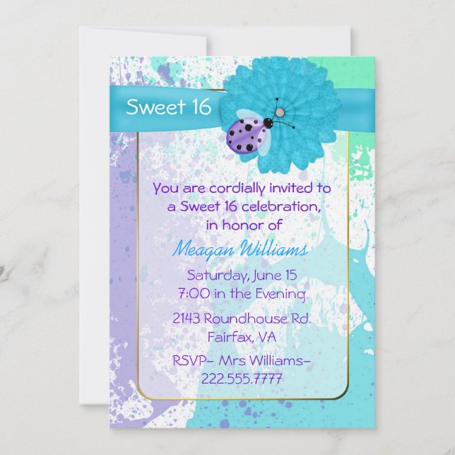 Colorful Fun Sweet 16 Anniversaire Fête Invitation (Devant)