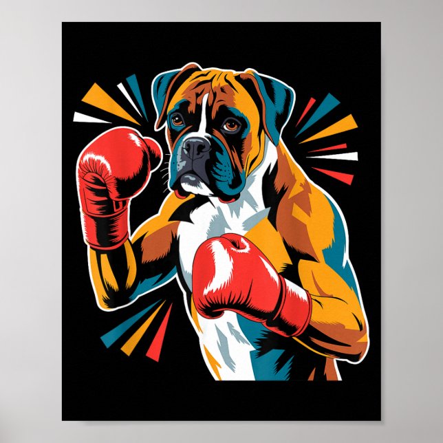 Colorful Funny Boxing Dog Lovers Kickboxing Boxer  Poster (Vorne)