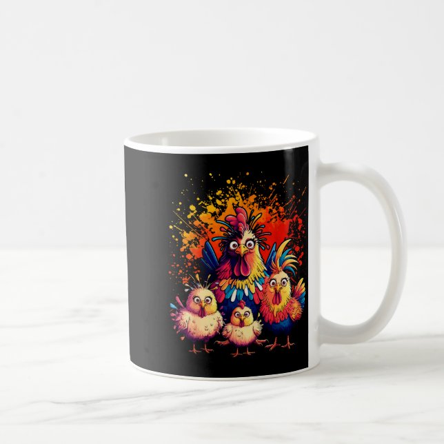 Colorful Funny Chicken Art  Kaffeetasse (Rechts)