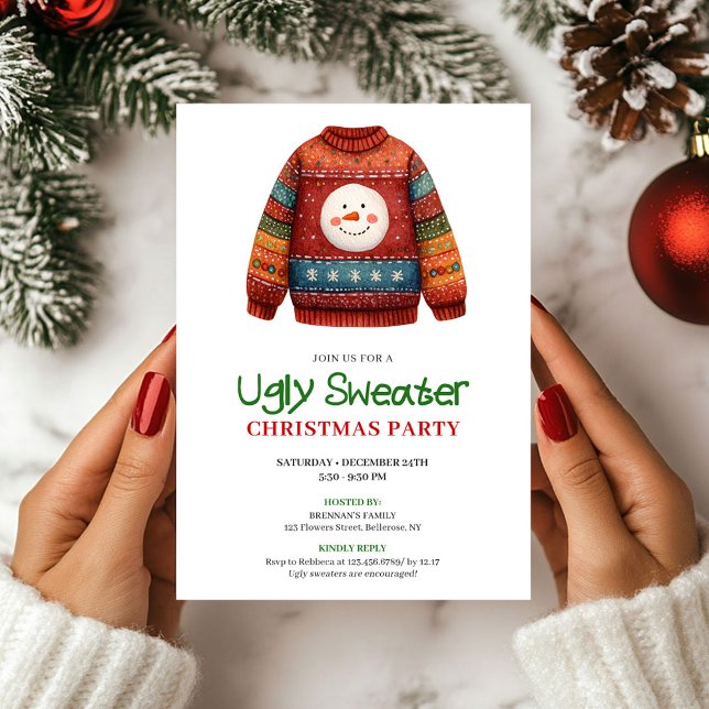 Colorful Funny Ugly Sweater Xmas Invitation Einladung (Colorful Funny Ugly Sweater Xmas Invitation)