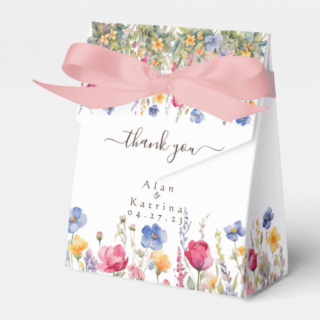 Colorful Garden Boho Wildblumen Gefallen Box Geschenkschachtel (Vorderseite)