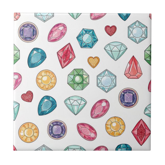 Colorful Gemstone Pattern (3) Fliese (Vorderseite)