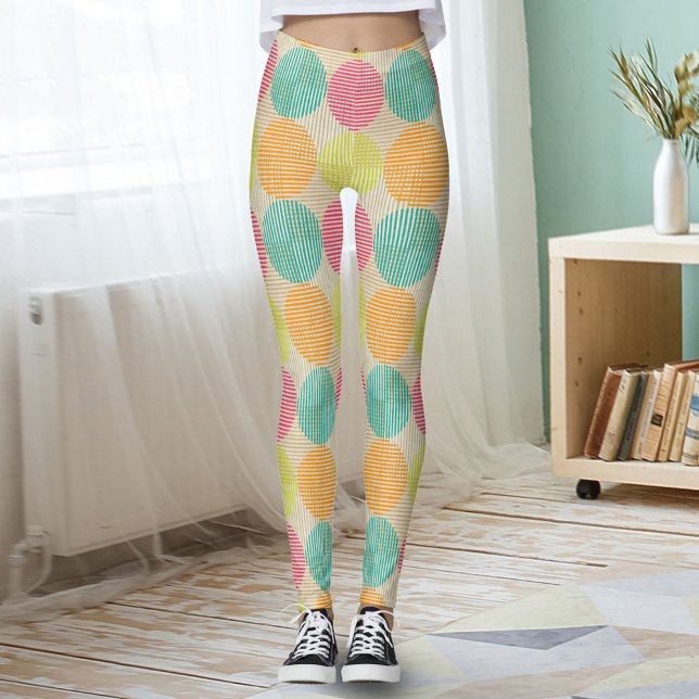 Colorful Geometric Abstract Circles On Cream Leggings (Von Creator hochgeladen)