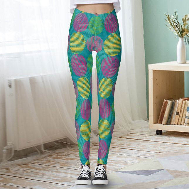 Colorful Geometric Abstract Circles On Teal Leggings (Von Creator hochgeladen)