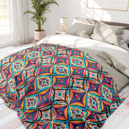 Colorful Geometric Bohemian  Fleecedecke