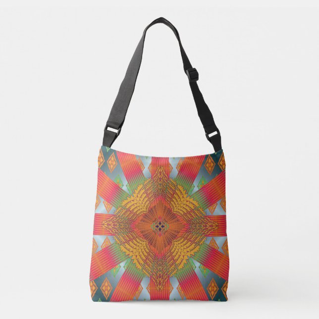 Colorful Geometric Boho Crossbody Tote Bag – Moder (Devant)