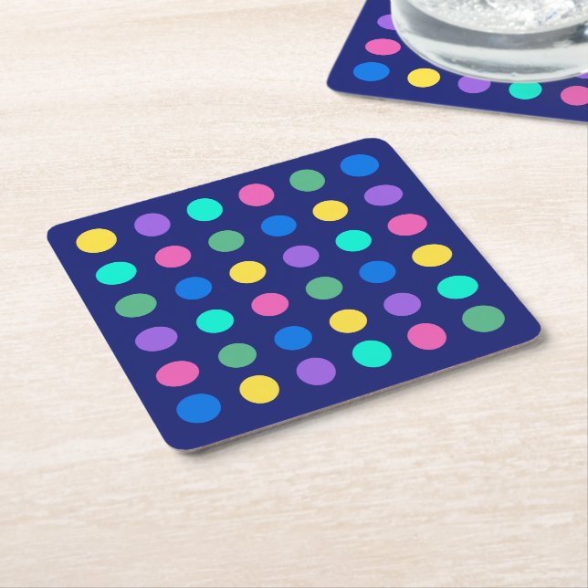 Colorful Geometric Dots Rechteckiger Pappuntersetzer (angewinkelt)