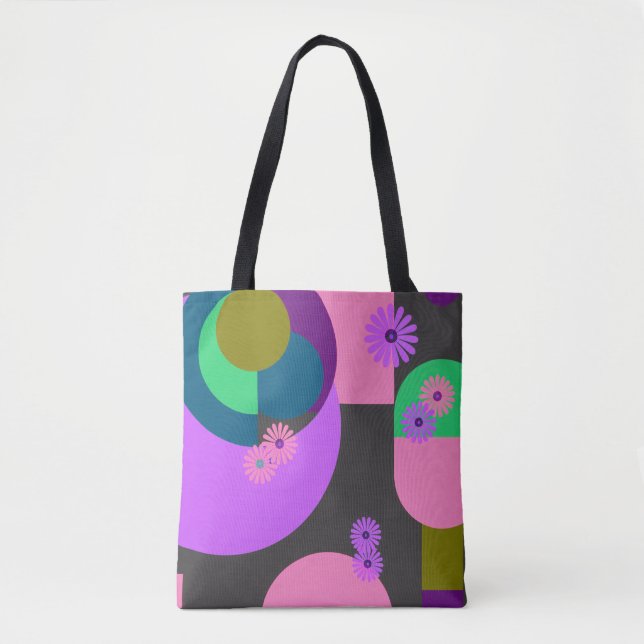 Colorful Geometric Floral Abstract Tote Bag Tasche (Vorderseite)