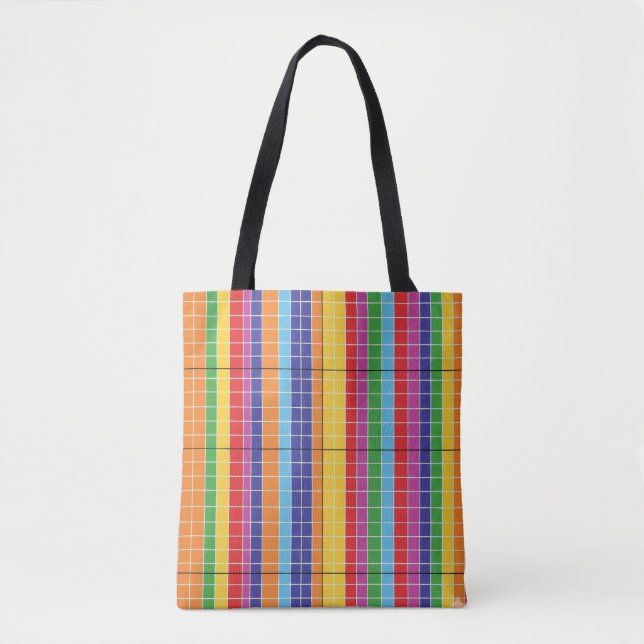Colorful Geometric Pattern Tote Bag – Modern Rainb Tasche (Vorderseite)