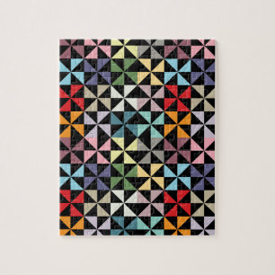 Colorful Geometric Pinwheel Black