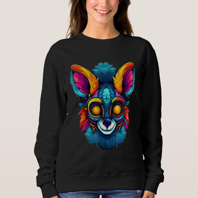 Colorful Geometric Ring Tailed Lemur  Pop Animal Sweatshirt (Vorderseite)