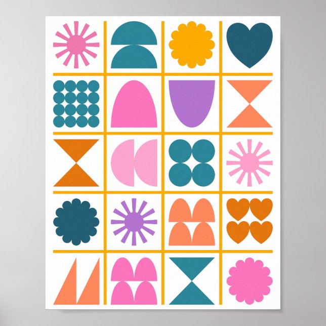 Colorful Geometric Shapes Simple Modern Design Poster (Vorne)