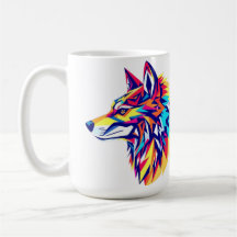 Colorful Geometric Wolf Mug