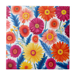 Colorful Gerbera Daisies Floral Fliese