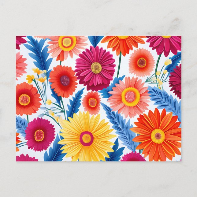 Colorful Gerbera Daisies Floral Postkarte (Vorderseite)