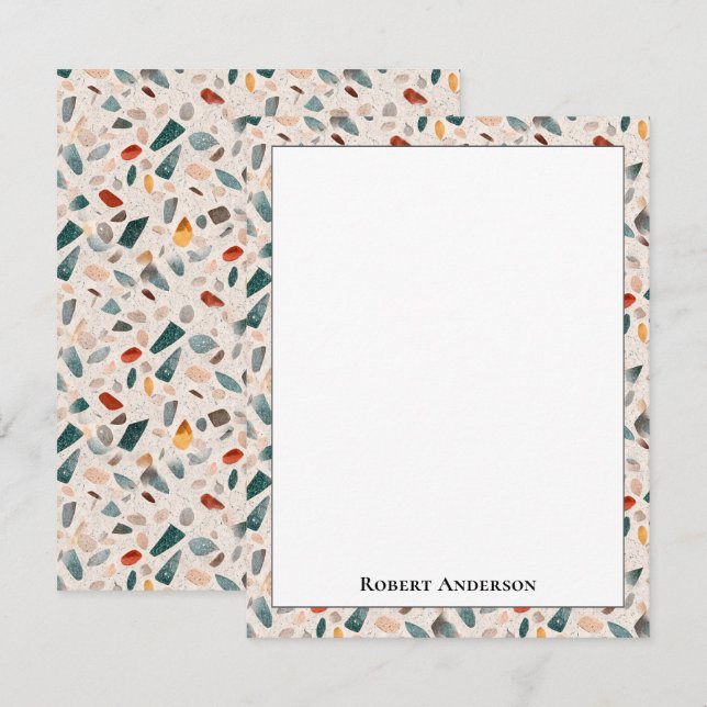 Colorful Glass Chips Terrazzo Pattern Frame Mitteilungskarte (Vorne/Hinten)