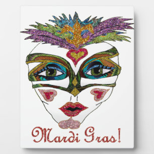 Colorful Glitter Feather Mask Fotoplatte