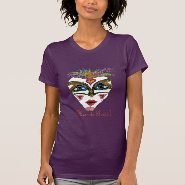 Colorful Glitter Feather Mask T-Shirt (Vorderseite)