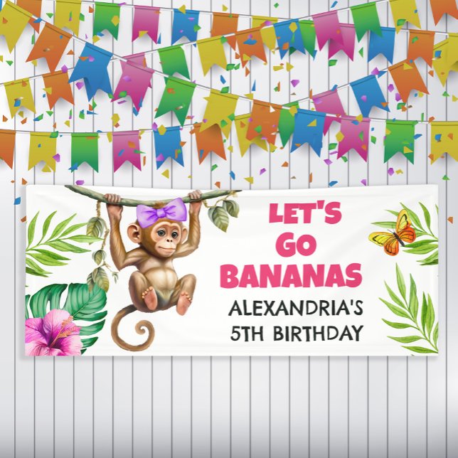 Colorful Go Bananas Affe Jungle Child's Birthday Banner (Von Creator hochgeladen)
